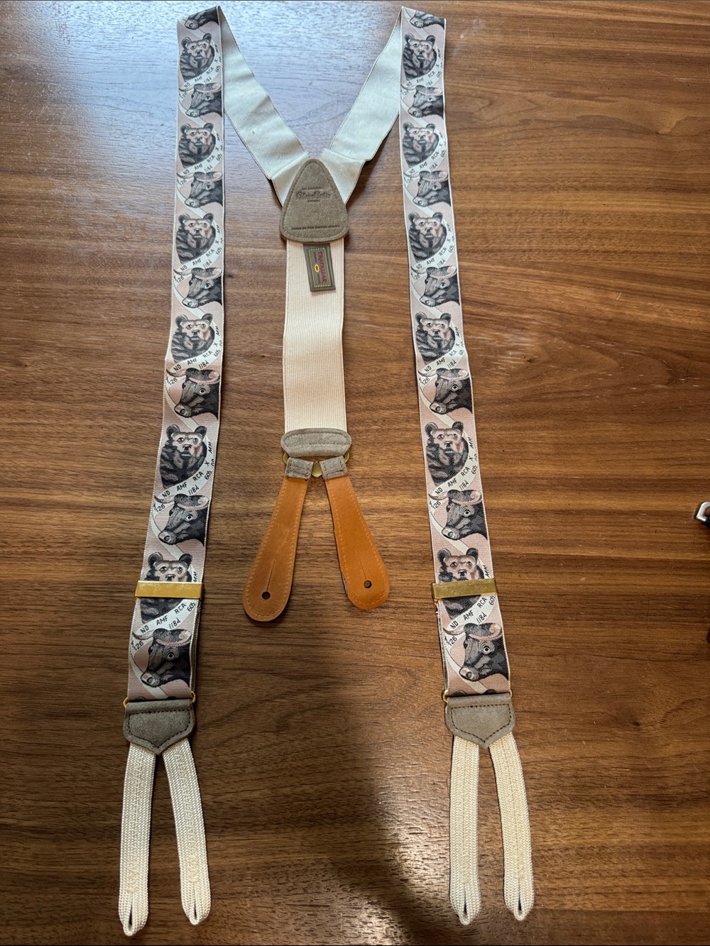 Vintage Calvin Purtis Trafalgar Bear Bull suspenders